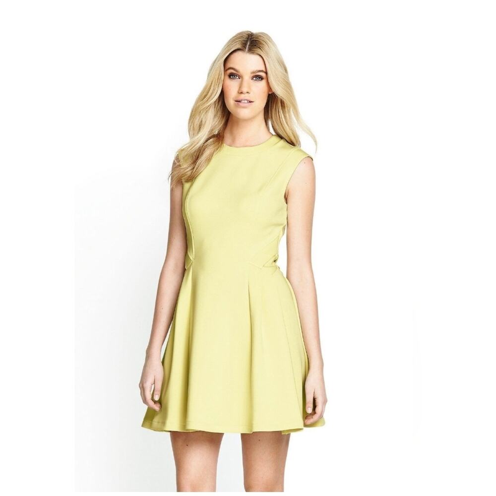 Ted Baker Nistee Yellow Cap Sleeve Skater Scuba Dress Derby US 14-16 L-XL